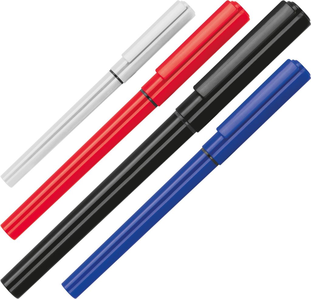 4x Rollerball / mit Tinte / blauschreibend / Farbe: je 1x schwarz,blau,rot,weiß