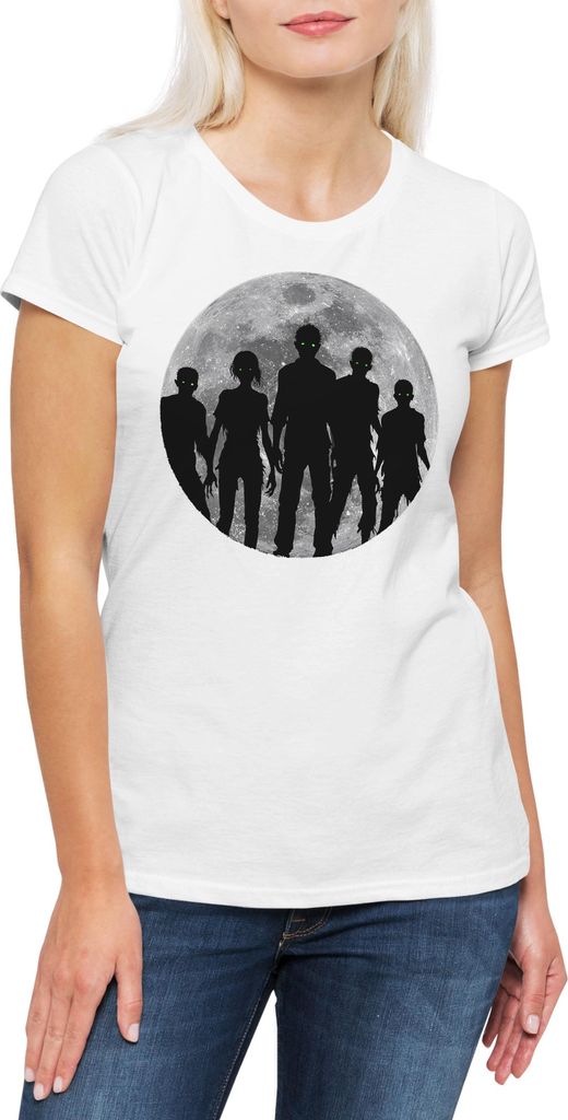 Urban Backwoods Zombie Moon, Damen T-Shirt, Farbe: Weiß, Größe: 3XL