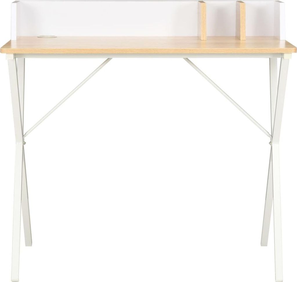 vidaXL Schreibtisch Weiß und Natur 80x50x84 cm