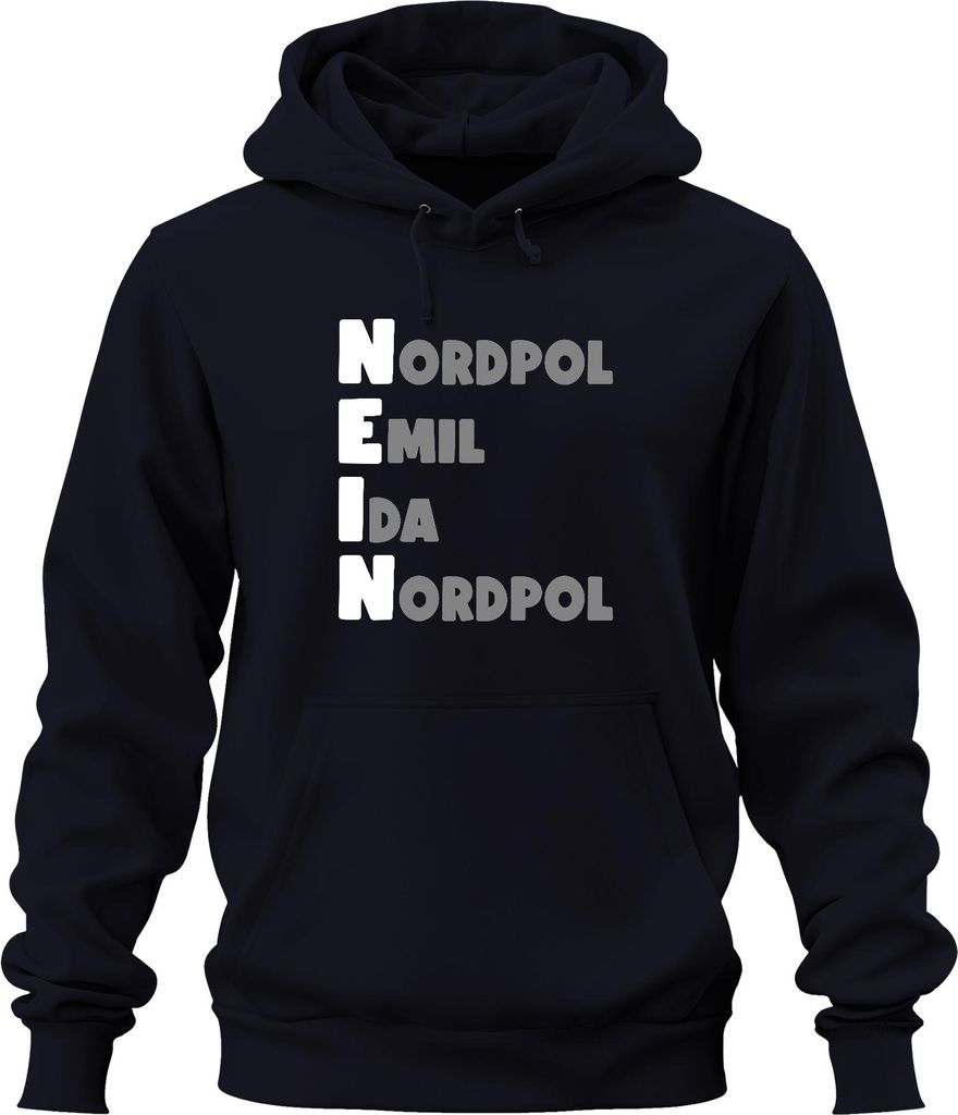 NEIN Buchstabiertafel Nordpol Emil Ida Funkalphabet Lustig Retro Uni Hoodie Kapuzenpullover, Navy, XL