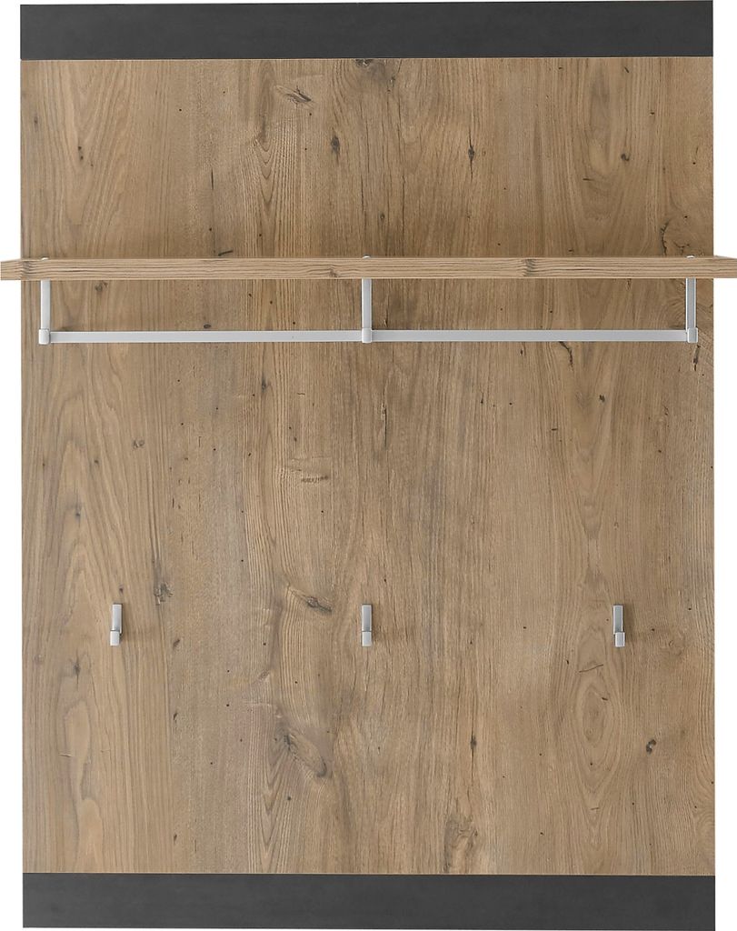 LIVOJO I11 Garderobe Flur Garderobenpaneel mit Garderobenstange 80 x 107 x 25 cm Kastanie & Fresko