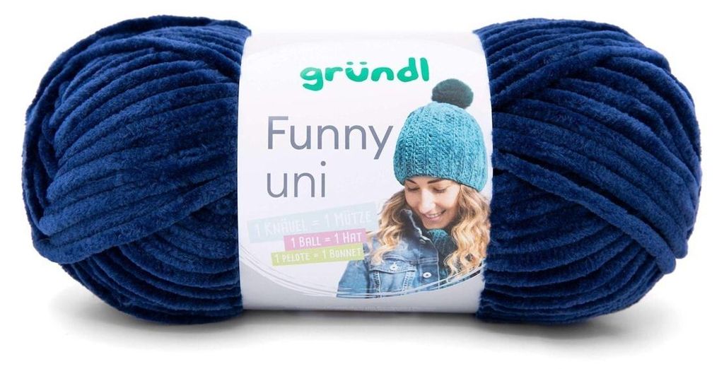 Gründl Chenillegarn Funny uni,100g/120m,Babywolle,100% Polyester,Häkel-und Strickgarn 25 navy