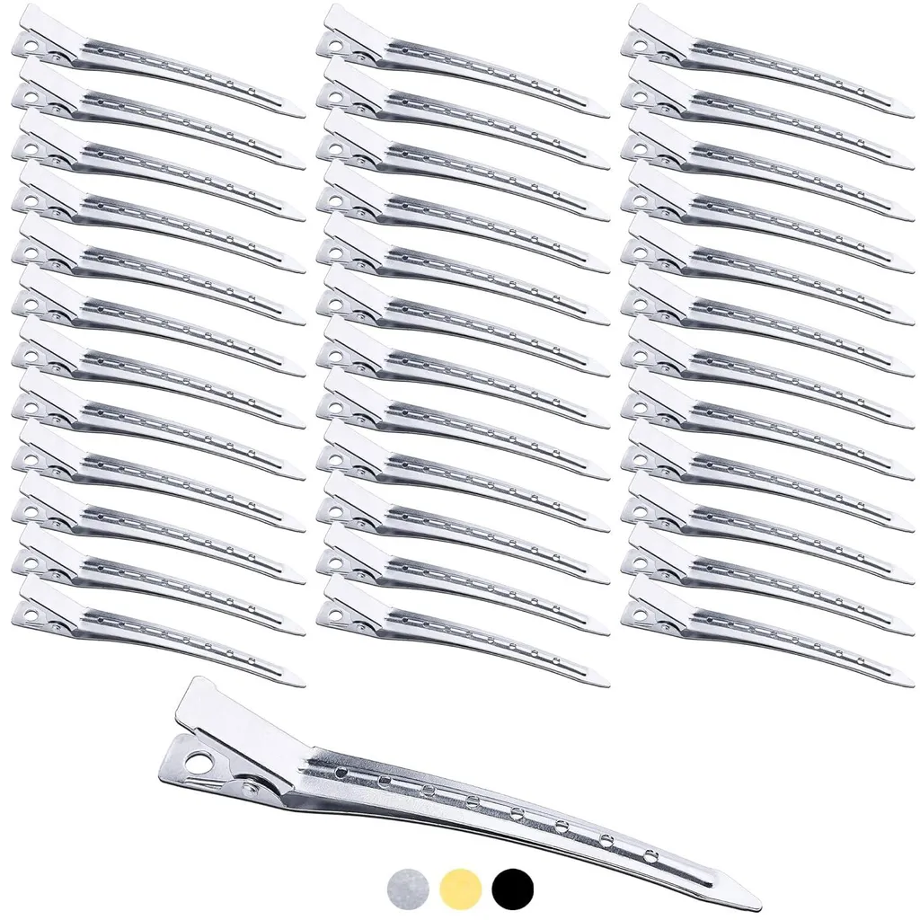 Pinces crocodiles de coiffure 9cm en acier pour femmes et salons - 36 pcs