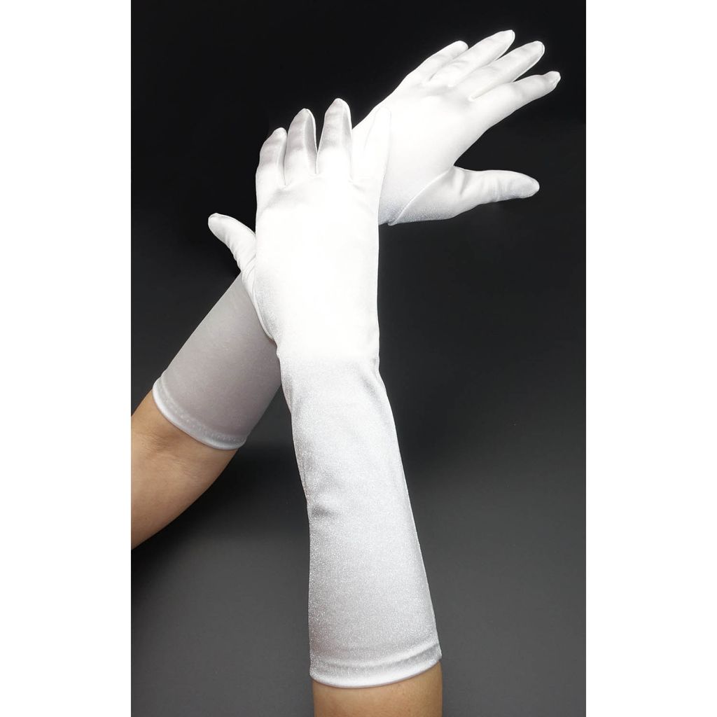 Weiß Damen Sommer Sonnenschutz Satin Handschuhe Netzhandschuhe Extra Lange 