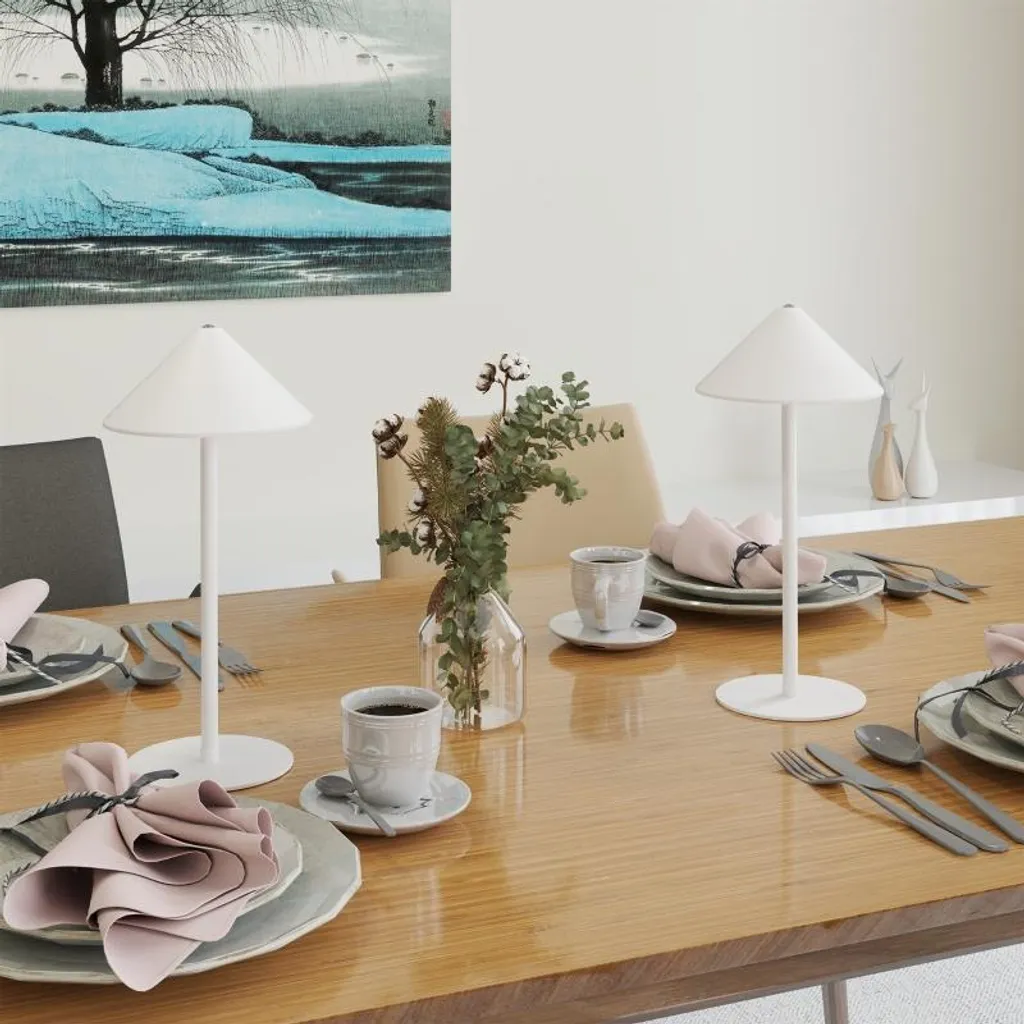 Lampe de Table Blanche Rechargeable USB A+C avec 3 Modes de Luminosité
