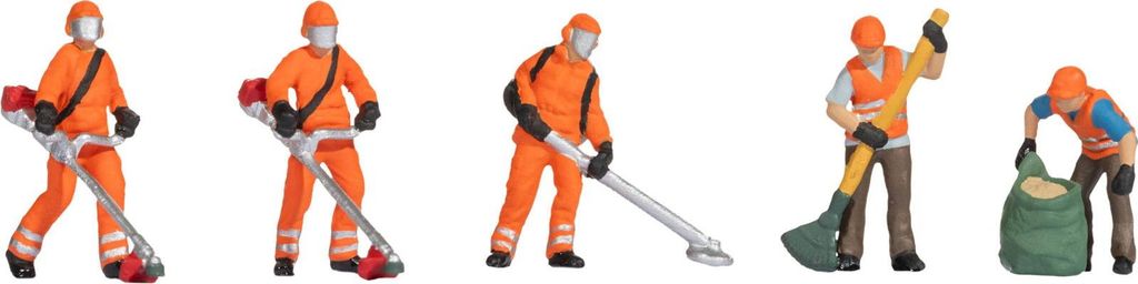 NOCH Mäharbeiten Figuren-Set, Modellbau Helfer in Aktion für Spur N, perfekt zur Landschaftsgestaltung