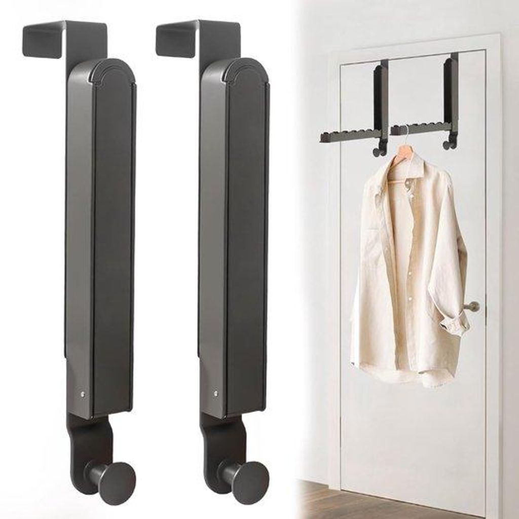 Klappbarer Türhaken - 6 Hänger - 2-teilig, Metall, Raumsparend