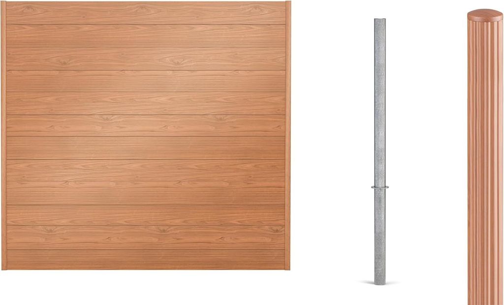 Alberts Sichtschutz Palitio als Set,Holzdekor hell, zum Einbetonieren, Länge 8,00m, Profilhöhe 150mm