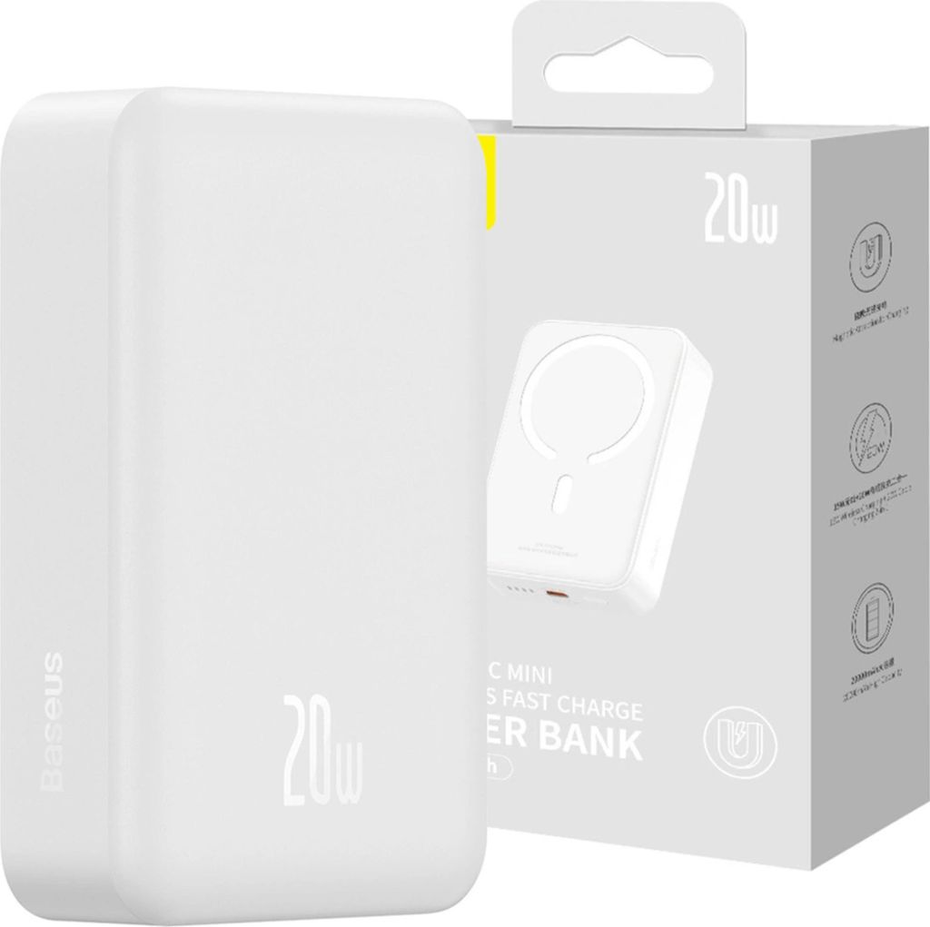 Baseus Magnetic Mini 20000 mAh Chargement sans fil Blanc Image du produit 
