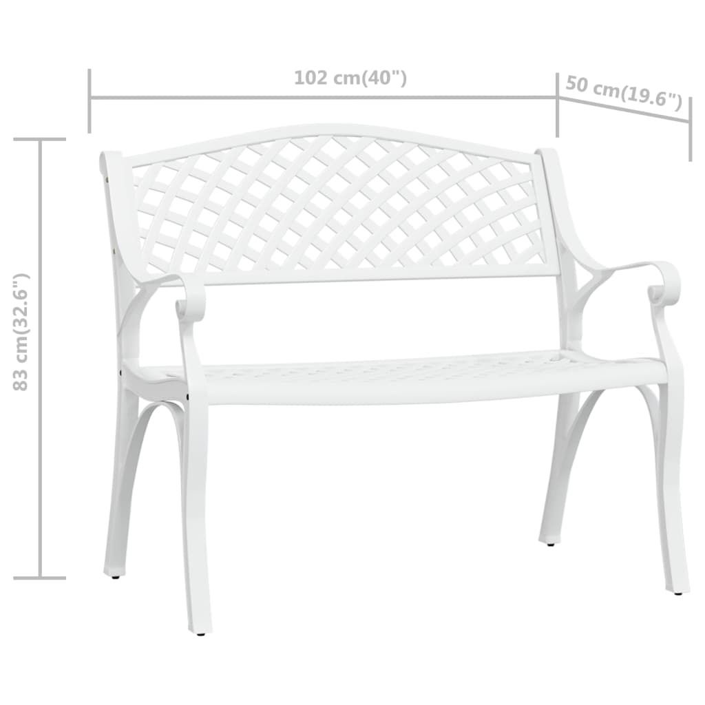 vidaXL Zahradní lavice 102 cm z litého hliníku, bílá Obrázek produktu 7