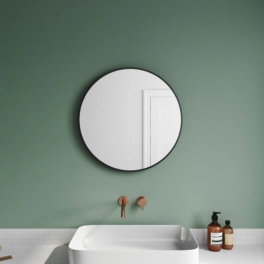 SONNI specchio rotondo nero da parete 50 cm specchio per il trucco con cornice in alluminio specchio da appendere specchio
