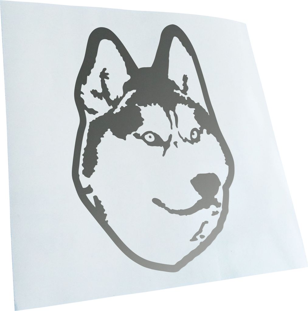 Kiwistar - Autoaufkleber - Siberian husky Hund - Silber - 24x16cm - Aufkleber für Auto, Laptop, Fahrrad, LKW, Motorrad mehrfarbig JDM Decal Racing