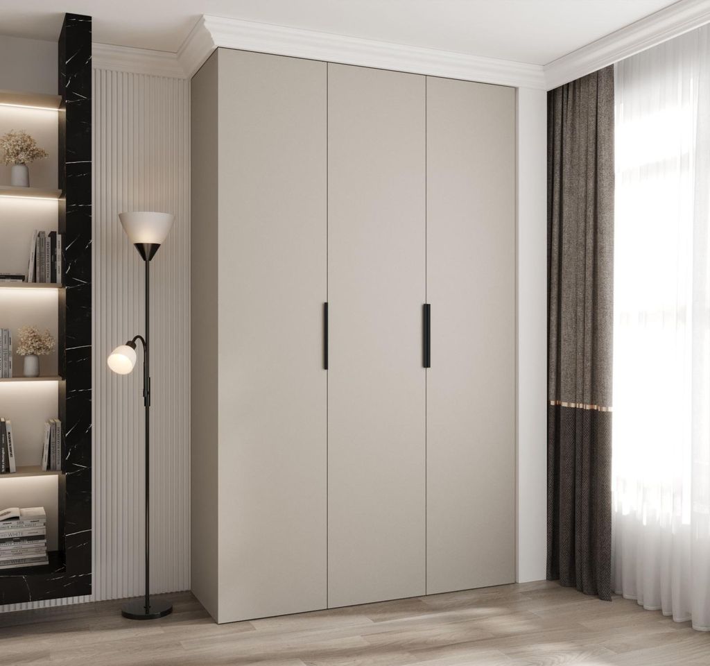 Kleiderschrank mit Regalböden 150/40 LORENA 4 - Kaschmir / Schwarz