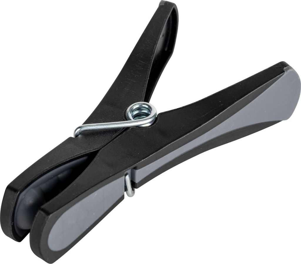 Wäscheklammern Mod. Bolt, 24er Set, extra lange 8 cm, rutschhemmende Gummierung, Schwarz