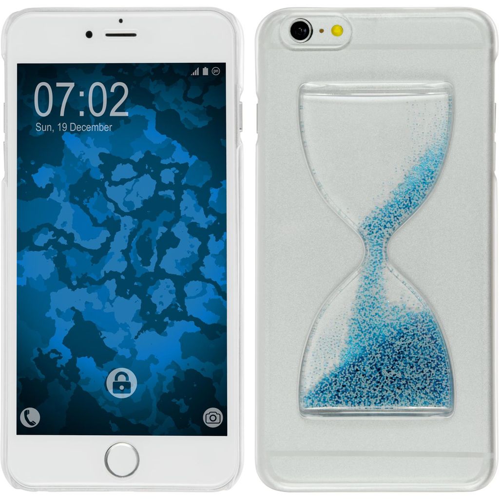 PhoneNatic Case kompatibel mit Apple iPhone 4S - Hülle blau Sanduhr Hard-case + 2 Schutzfolien
