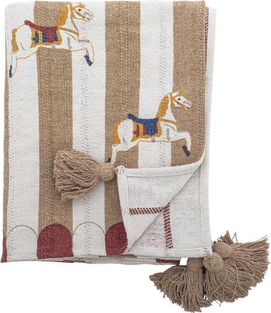 Bloomingville Decke MERRY GO ROUND Natur Braun 160x130 cm Wolldecke