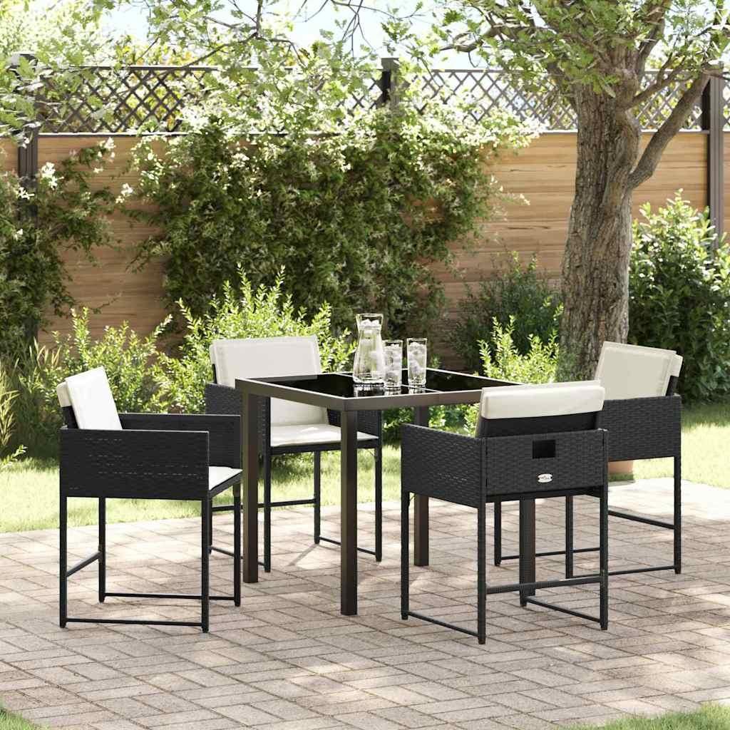 Maison Exclusive - Garten Essgruppe mit Kissen 5 pcs Schwarz Poly-Rattan