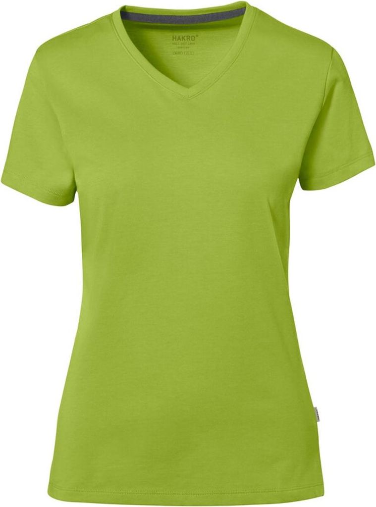 HAKRO Baumwolle Tec Damen V-Shirt 169, kiwi, S
