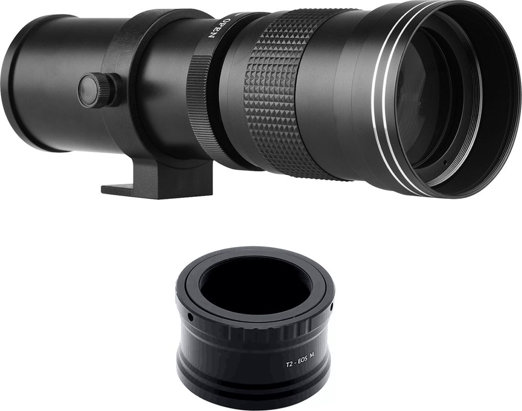 Kamera MF Supertelezoomobjektiv F/8.3-16 420-800mm T2 Mount mit M-Mount Adapterring 1/4 Gewinde Ersatz fuer Canon M M2 M3 M5 M6 Mark II M10 M50 M10...