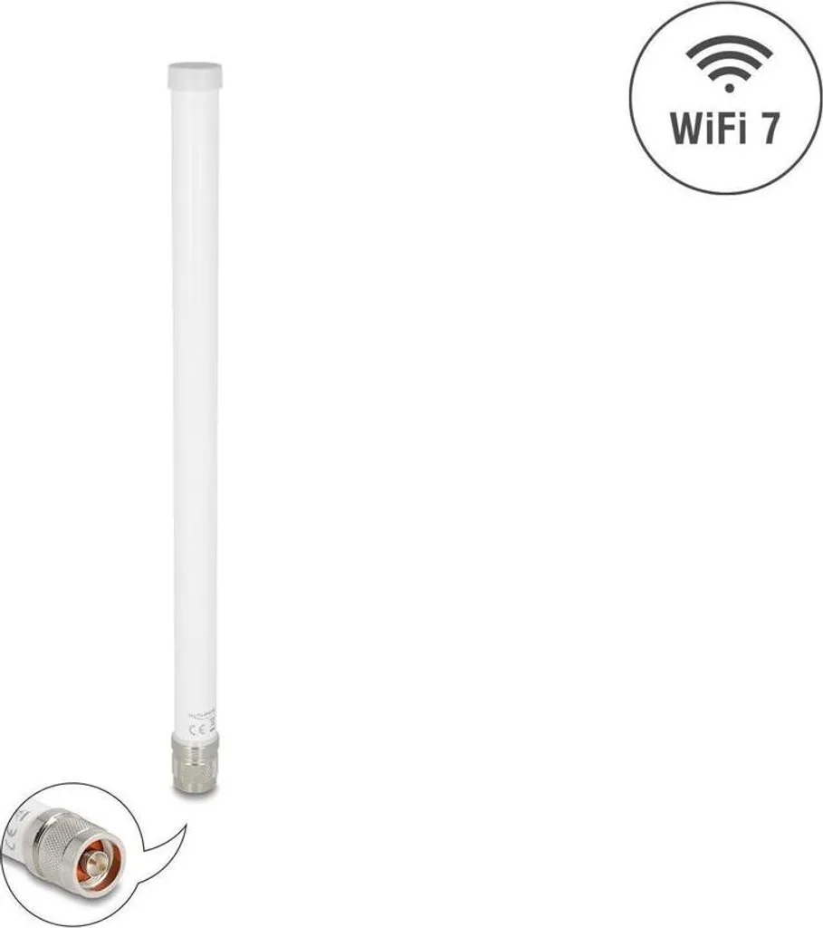 Antenne WiFi 7 Delock 81455 Connecteur N Mâle 6.6 dBi Omni Extérieur