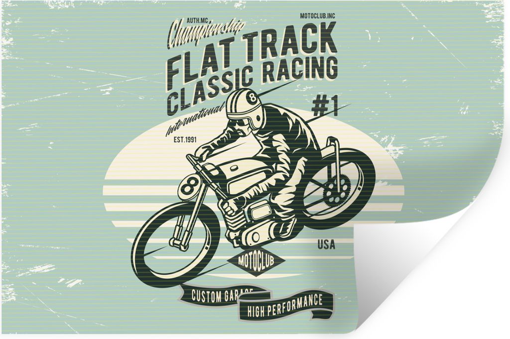 MuchoWow Wandtattoo Wandsticker Wandaufkleber Motorrad - Retro - Zitat 90x60 cm Selbstklebend und Repositionierbar - Aufkleber