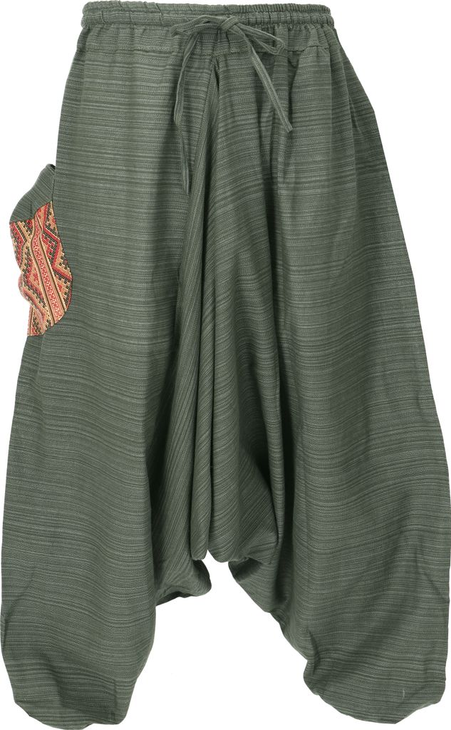 Yogahose, Pluderhose, Pumphose, Aladinhose, Wohlfühhose - Olivgrün, Herren, Baumwolle, Hosen