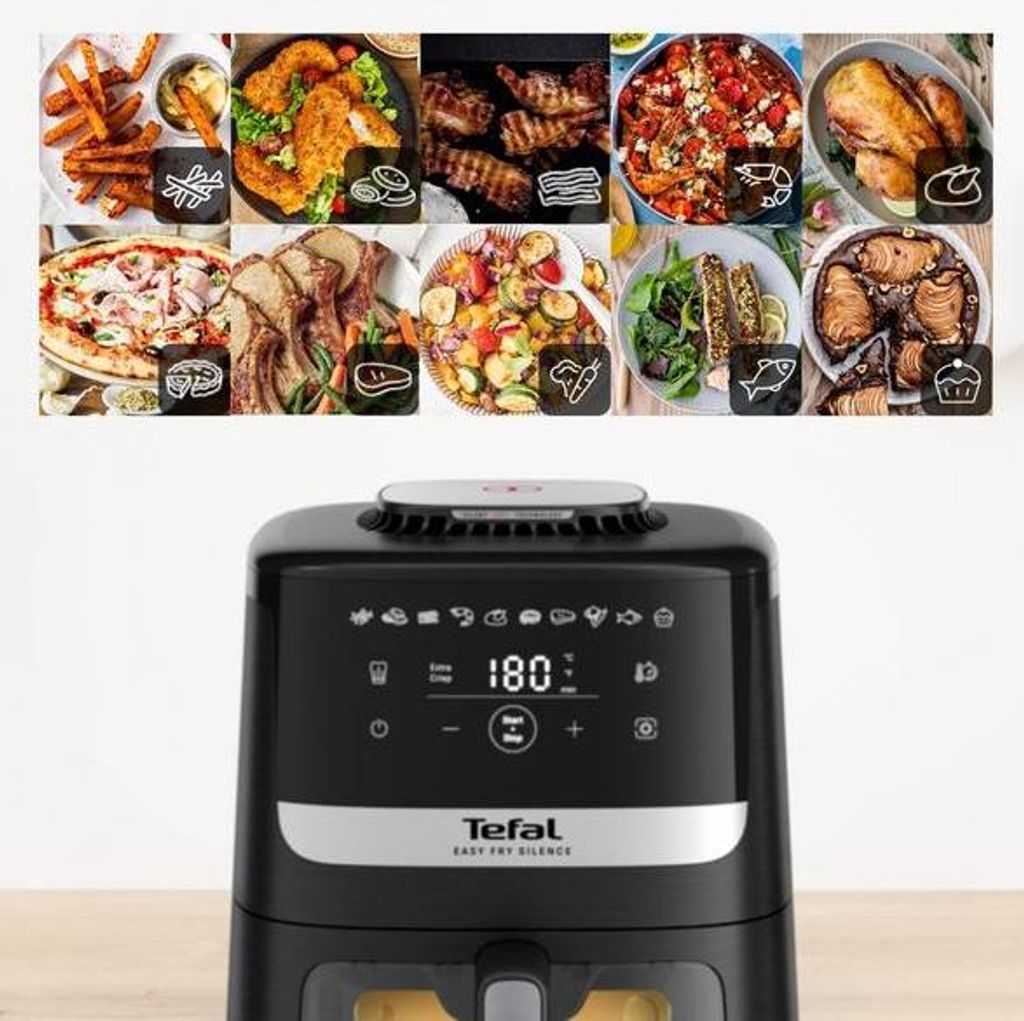 Tefal Easy Fry Silence – Friggitrice Ad Aria 5L, Tecnologia Silenziosa, Griglia Antiaderente, Nero - 4