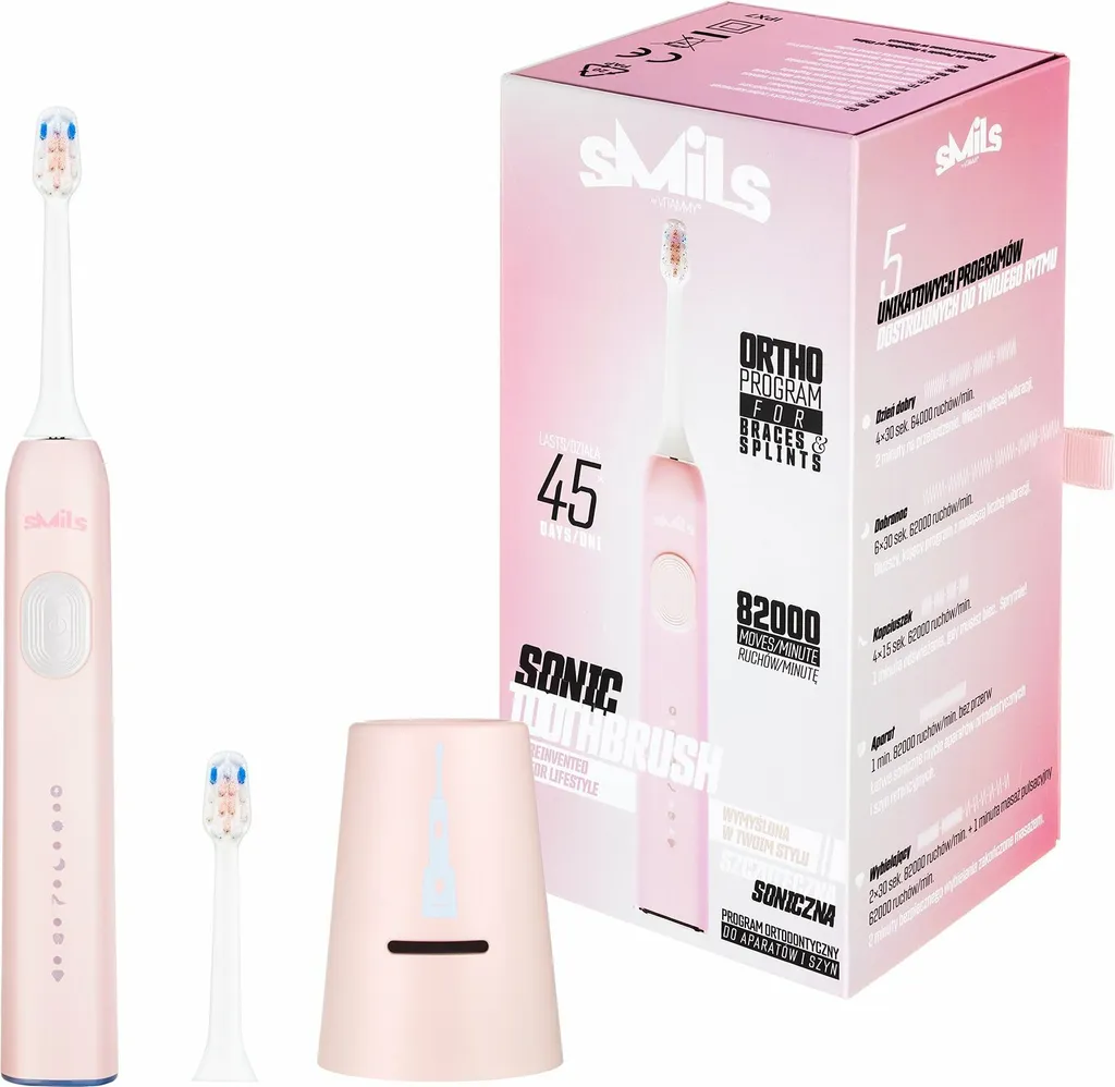 Spazzolino Sonico VITAMMY SMILS Rosa: Pulizia Facile per Ragazzi