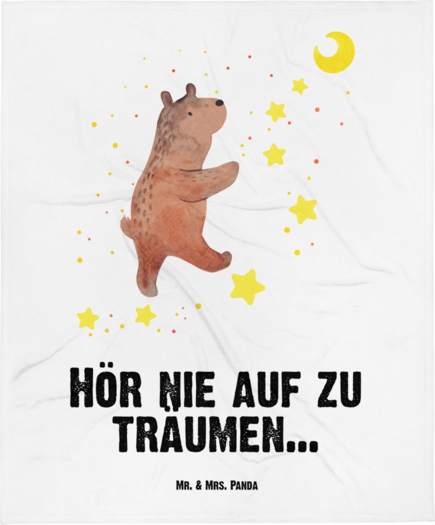 Mr. & Mrs. Panda Plaid Bär Träume - Weiß - Geschenk, Babydecke, Träumen, Erstlingsdecke, Kinderdecke, Teddy, Traumdeutung, Schlummerdecke, Flee...