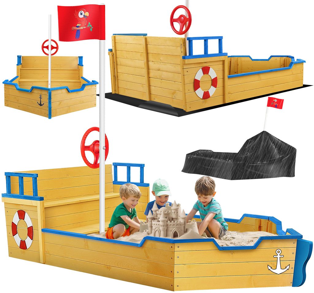 KIDIZ® Sandkasten Ahoi - Piratenschiff Boot Segelschiff aus Produktbild 