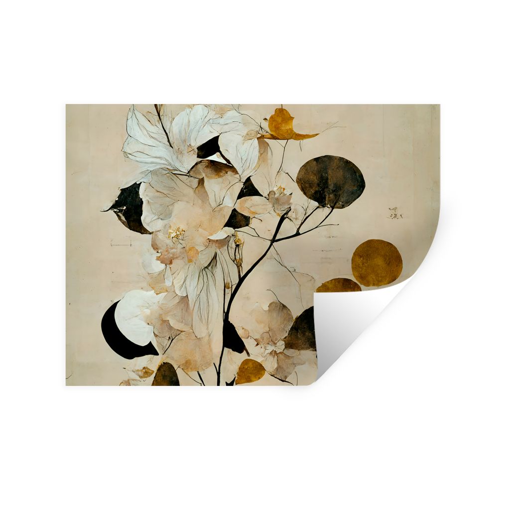 MuchoWow Wandtattoo Wandsticker Wandaufkleber Blumen - Blätter - Baum - Pastell 80x60 cm Selbstklebend und Repositionierbar - Faltenfrei