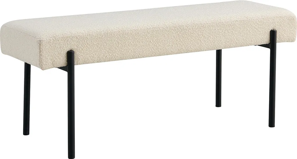 Banc design en tissu bouclé blanc cassé Liv 120cm cosy
