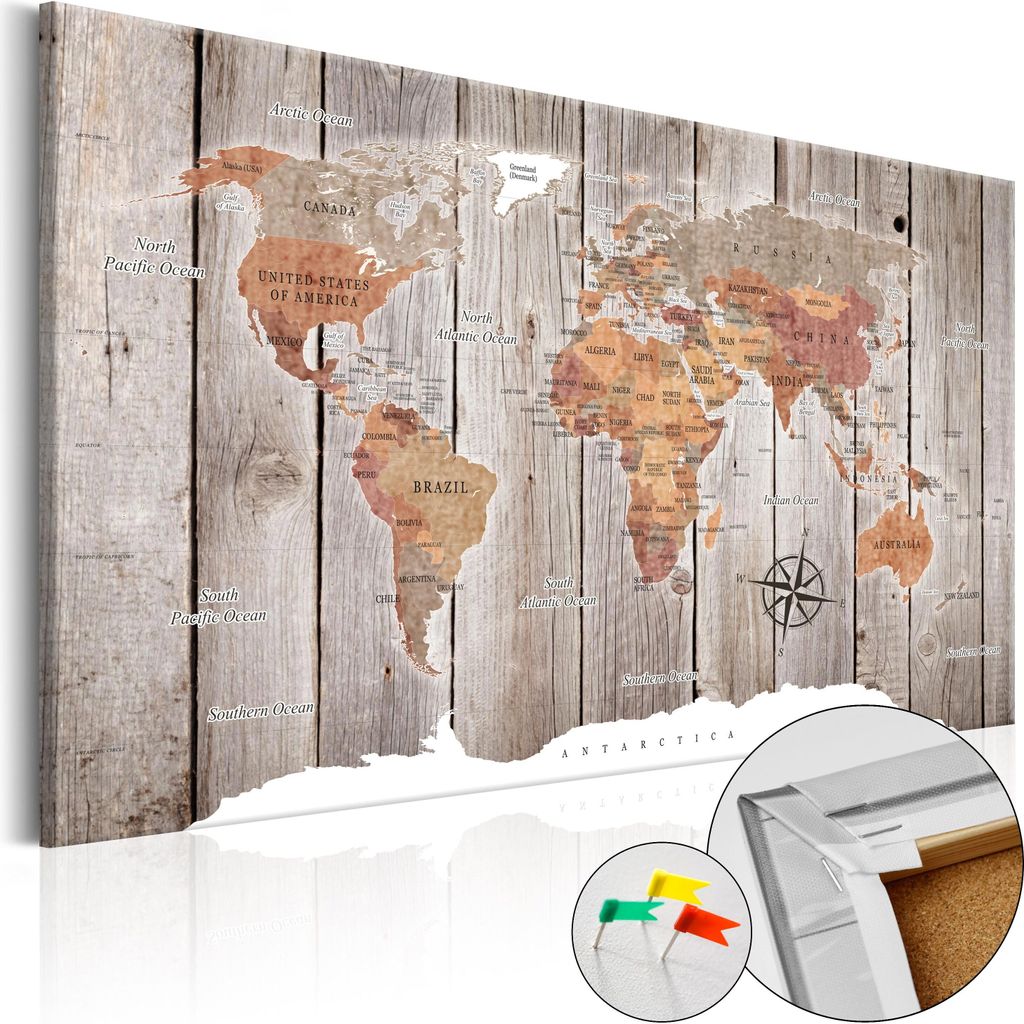 Vliesstoff Korkbild - Wooden Stories 120x80 cm Karten k-C-0050-p-b