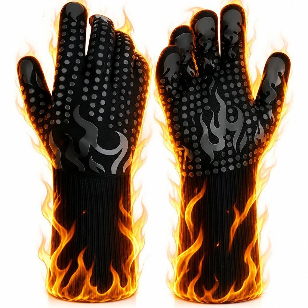 1 Paar Grillhandschuhe, hitzebeständig bis 800°C, Produktbild 