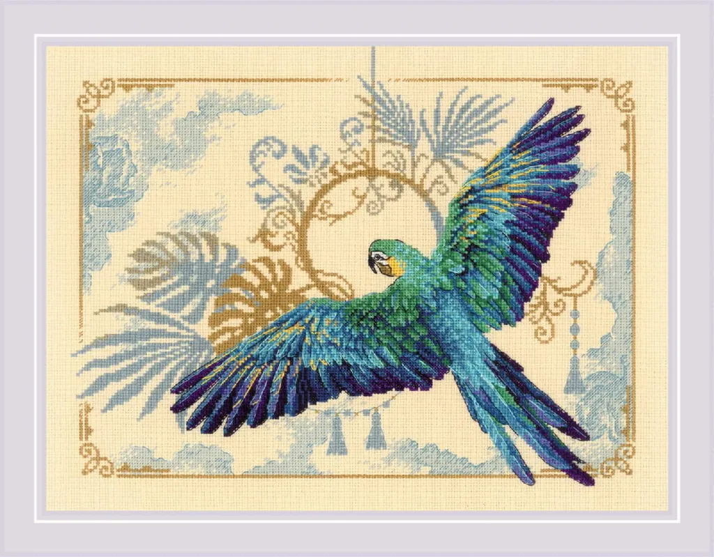 Tableau broderie point de croix Tropical Beauty Riolis en fils laine