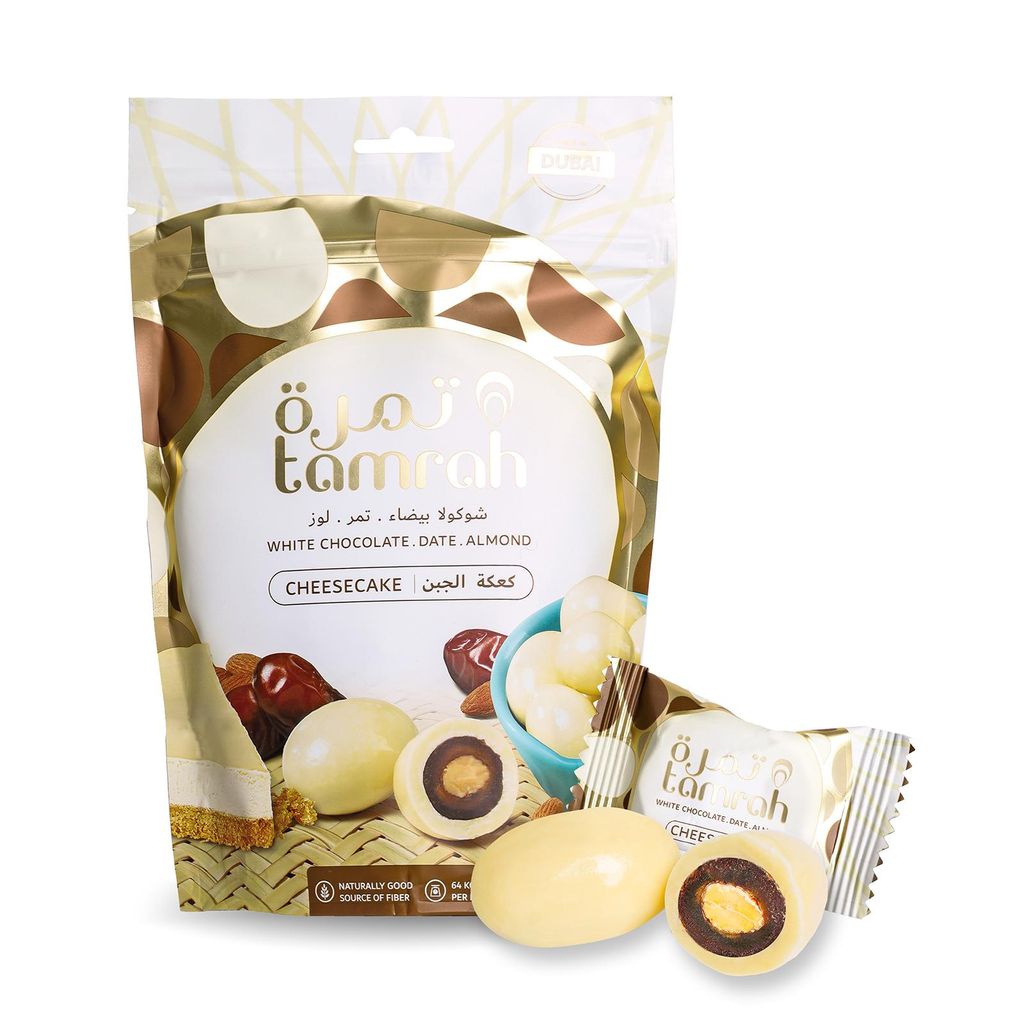 Tamrah Datteln in Cheesecake-Schokolade mit Mandeln 100 g Produktbild 