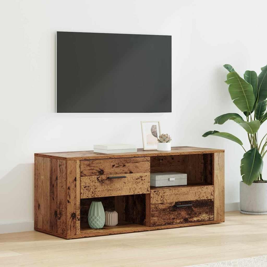 "Schlussverkauf" TV-Schränk hochwertigem - TV-Lowboard - Max. Gewicht: 60 kg - Altholz 100x35x40 cm Holzwerkstoff C14526