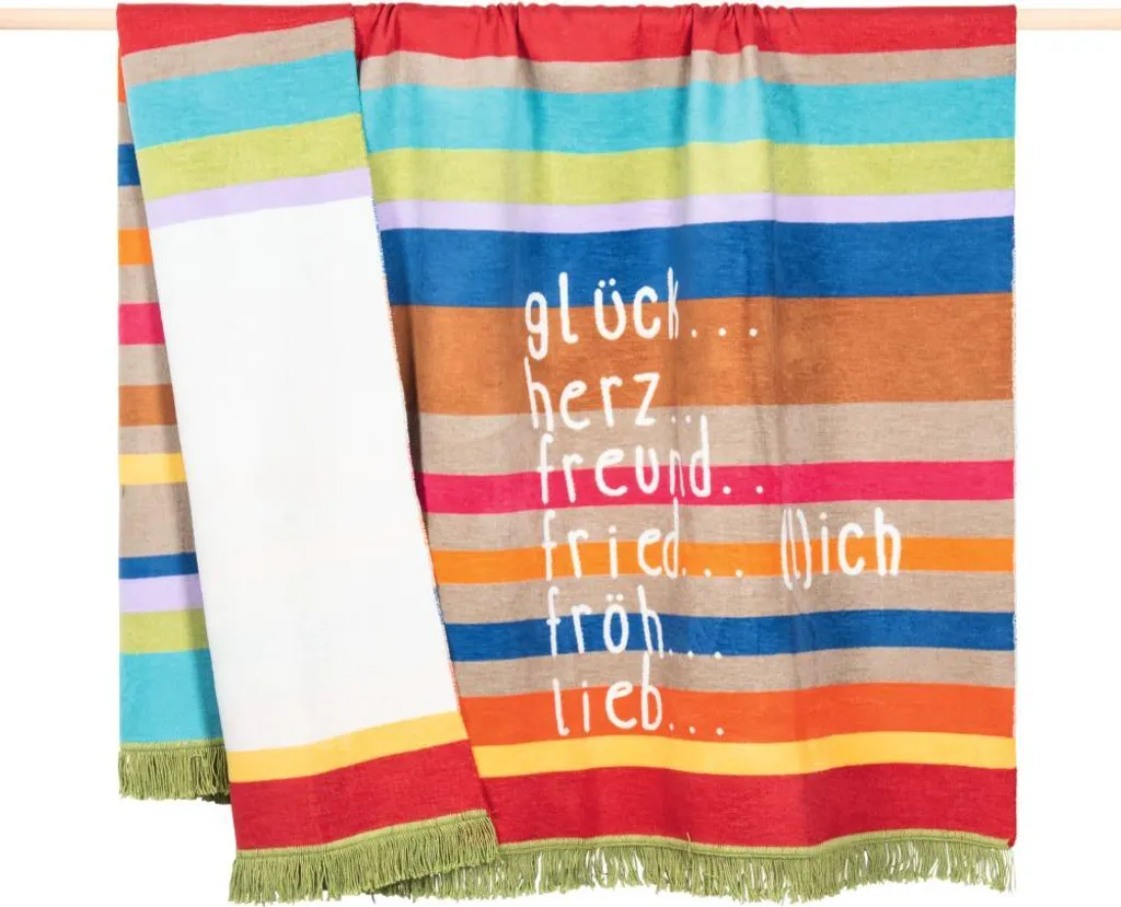 Plaid 150x200cm Decke Lettres - Grande couverture imprimée multicolore
