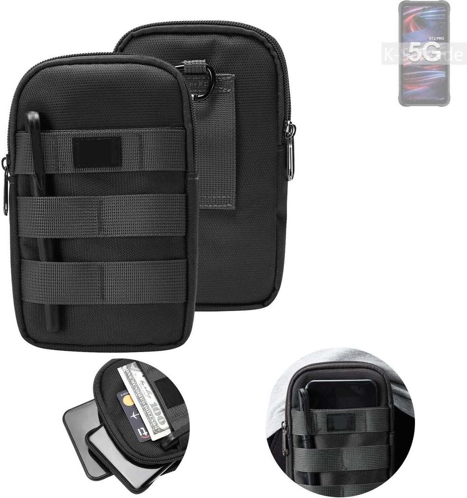 K-S-Trade Holster Gürtel Tasche kompatibel mit UMIDIGI Bison GT2 Pro 5G Handy Tasche Schutz Hülle dunkel-grau viele Fächer, 1x