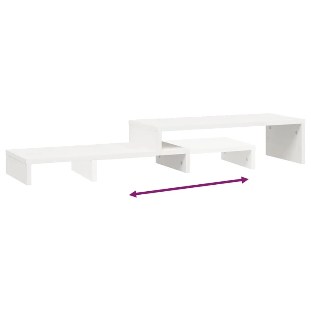 Support Écran en Pin Massif Blanc Extensible : Design et Solidité