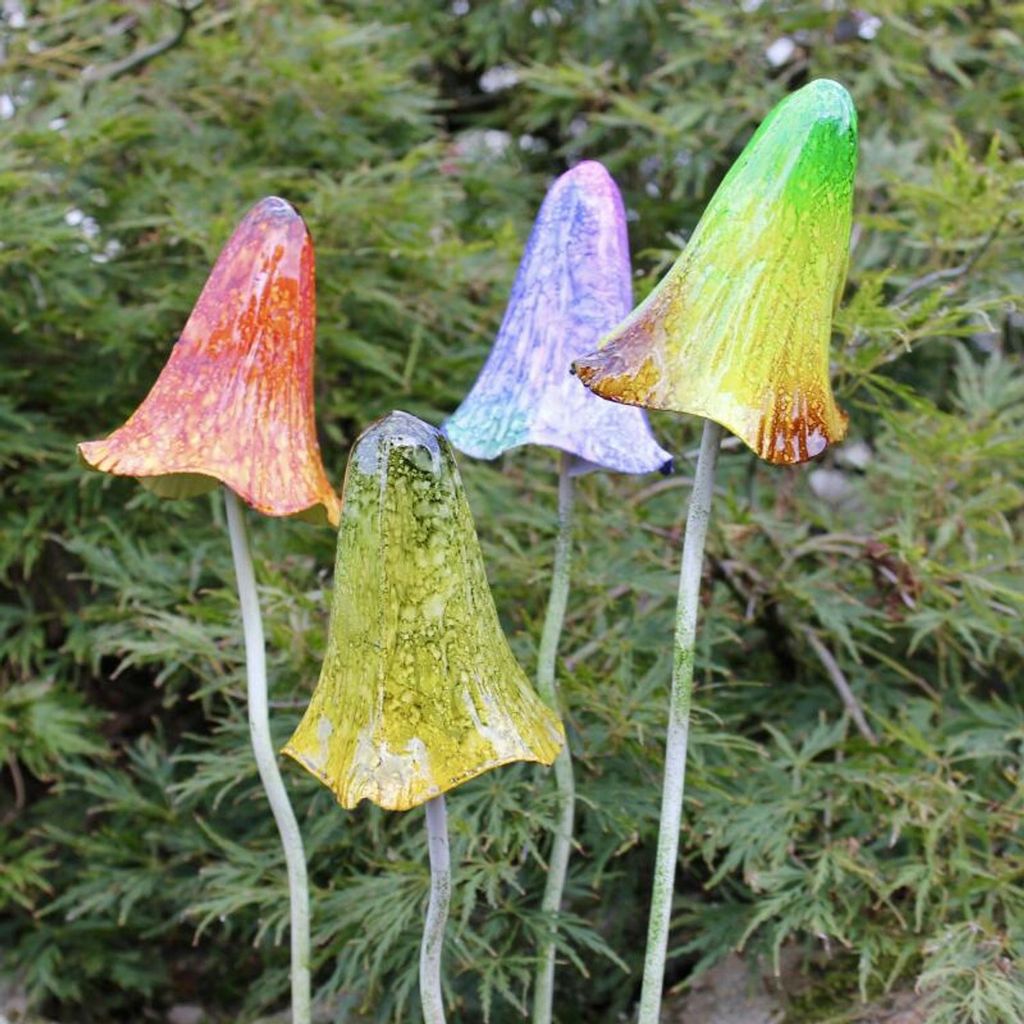 24x Metall-Dekostecker 'Pilz' Garten Frühling wohnen Wohnaccessoires Balkon Blumen