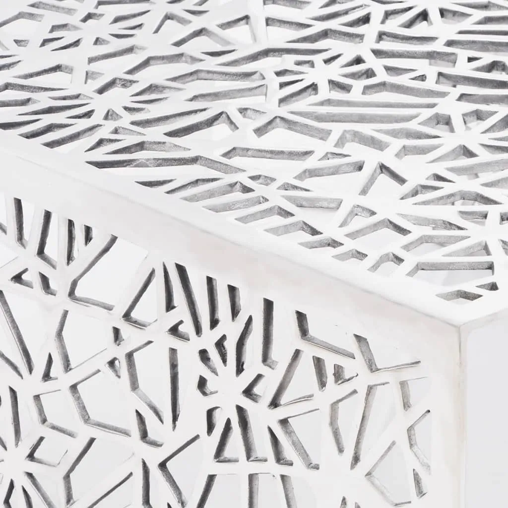 vidaXL Table basse argentée perforée géométrique en aluminium design - 4