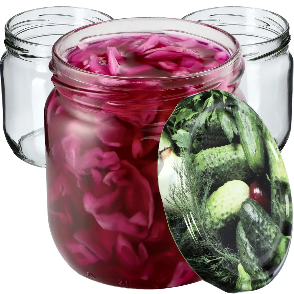 KADAX barattoli per conserve con coperchio Niva, barattoli per marmellata, barattoli per conserve, 720 ml, rosso