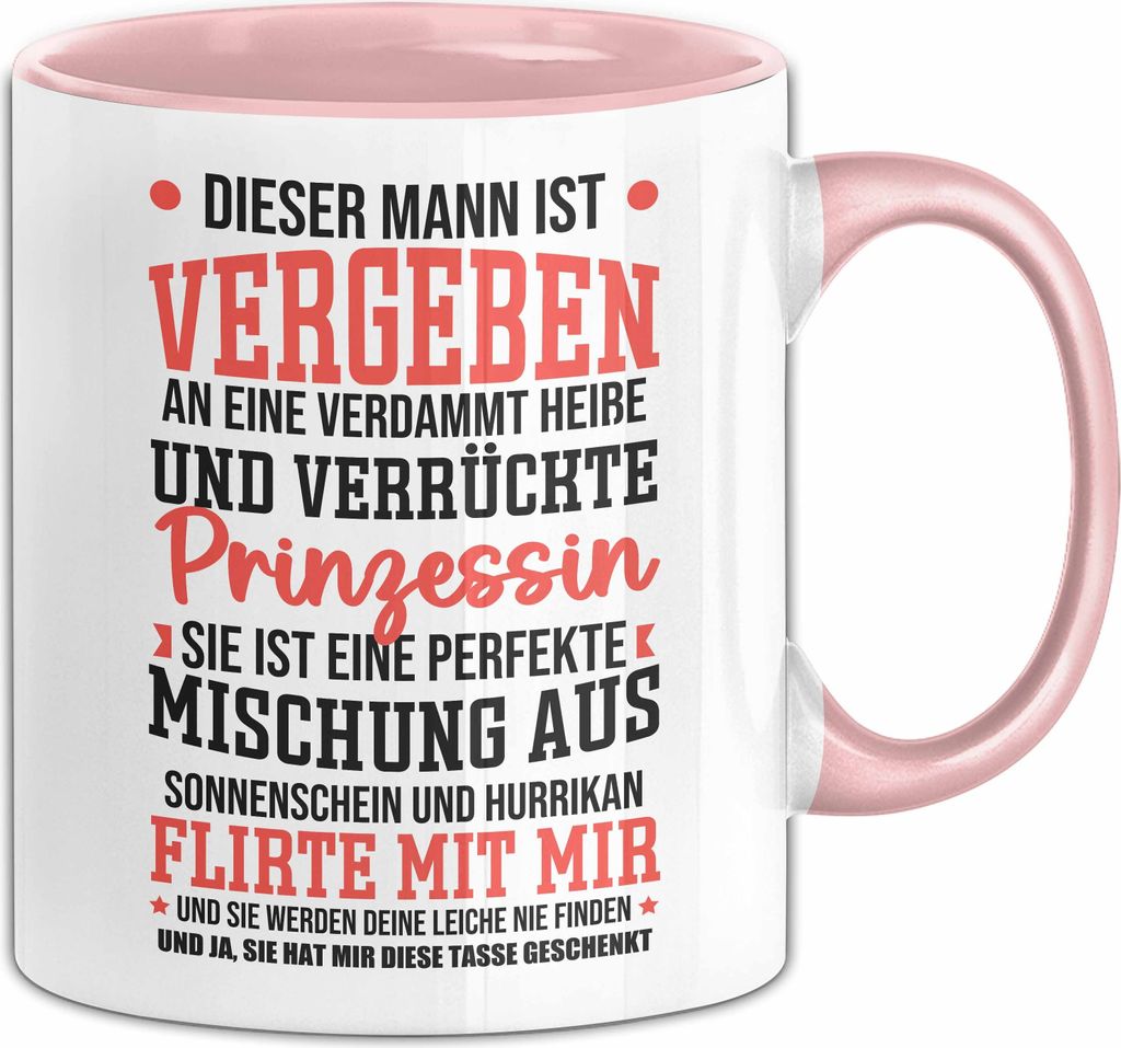 Vergebener Mann Tasse Geschenk Für Freund Eifersüchtige Freundin Geschenkidee Paare (Rosa)