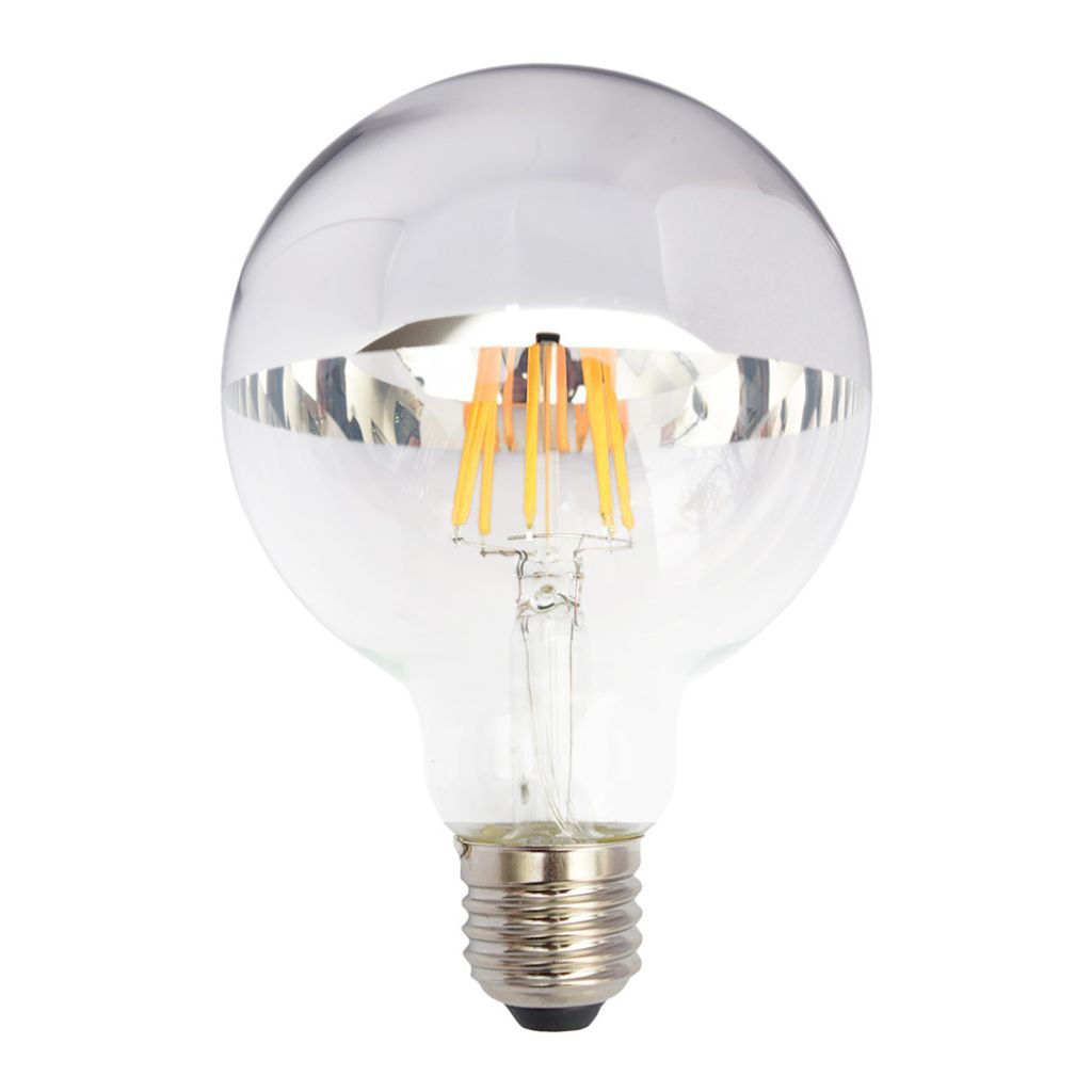 LED Filament Globe G95 6W = 60W E27 Kopfspiegel silber Produktbild 