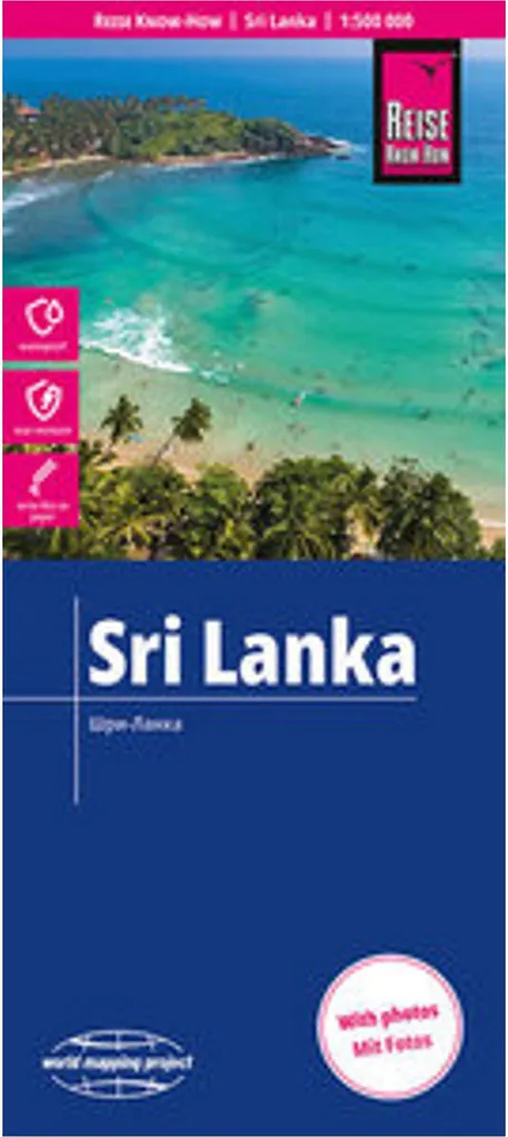 Carte géographique Sri Lanka échelle 1:500 000 détaillée pour voyage