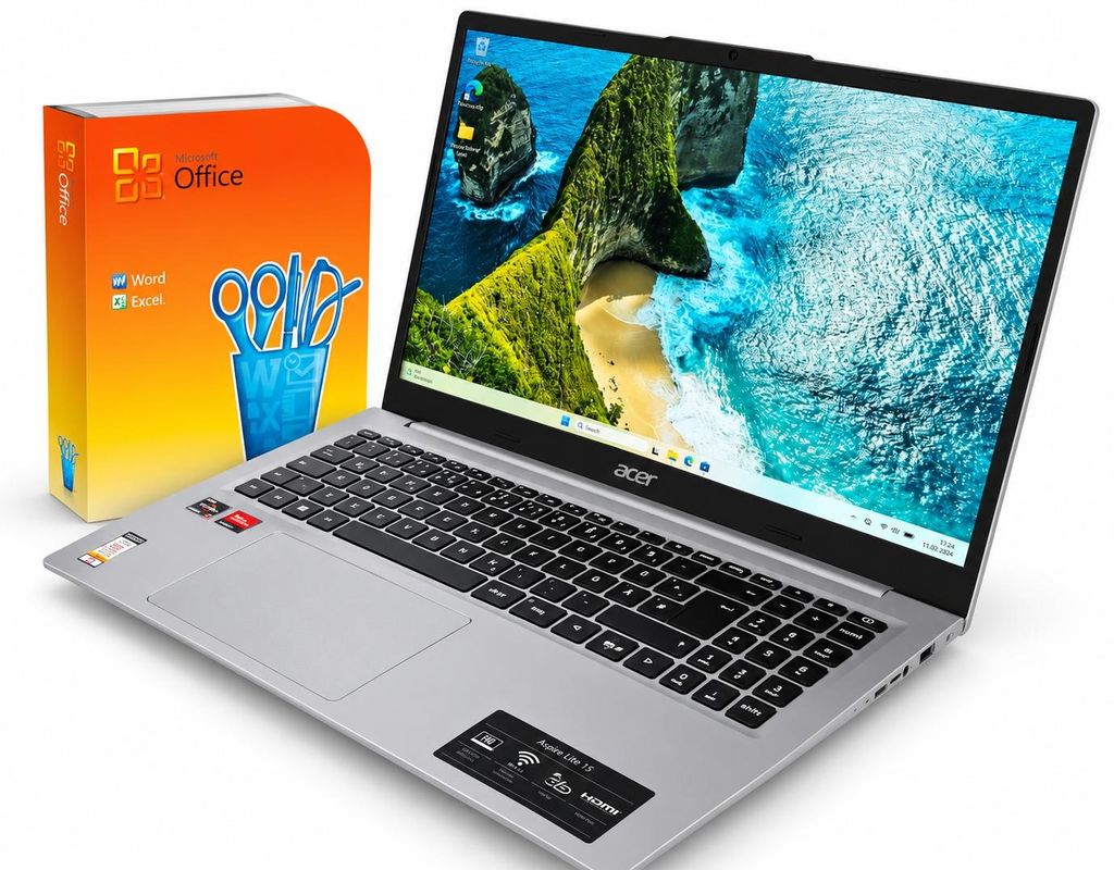 ACER 15 Zoll / 4x 4,0GHz / Ryzen 3 / 8GB RAM / 512GB SSD / Produktbild 