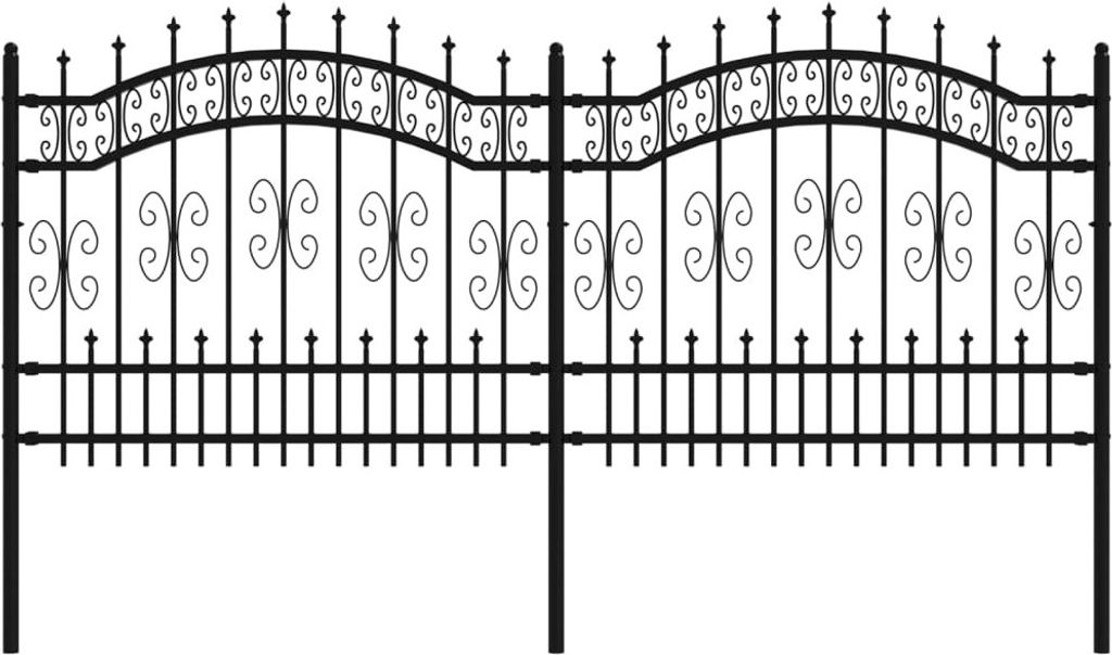 vidaXL Gartenzaun Kampen mit Speerspitze Schwarz 240 x 100 cm Stahl