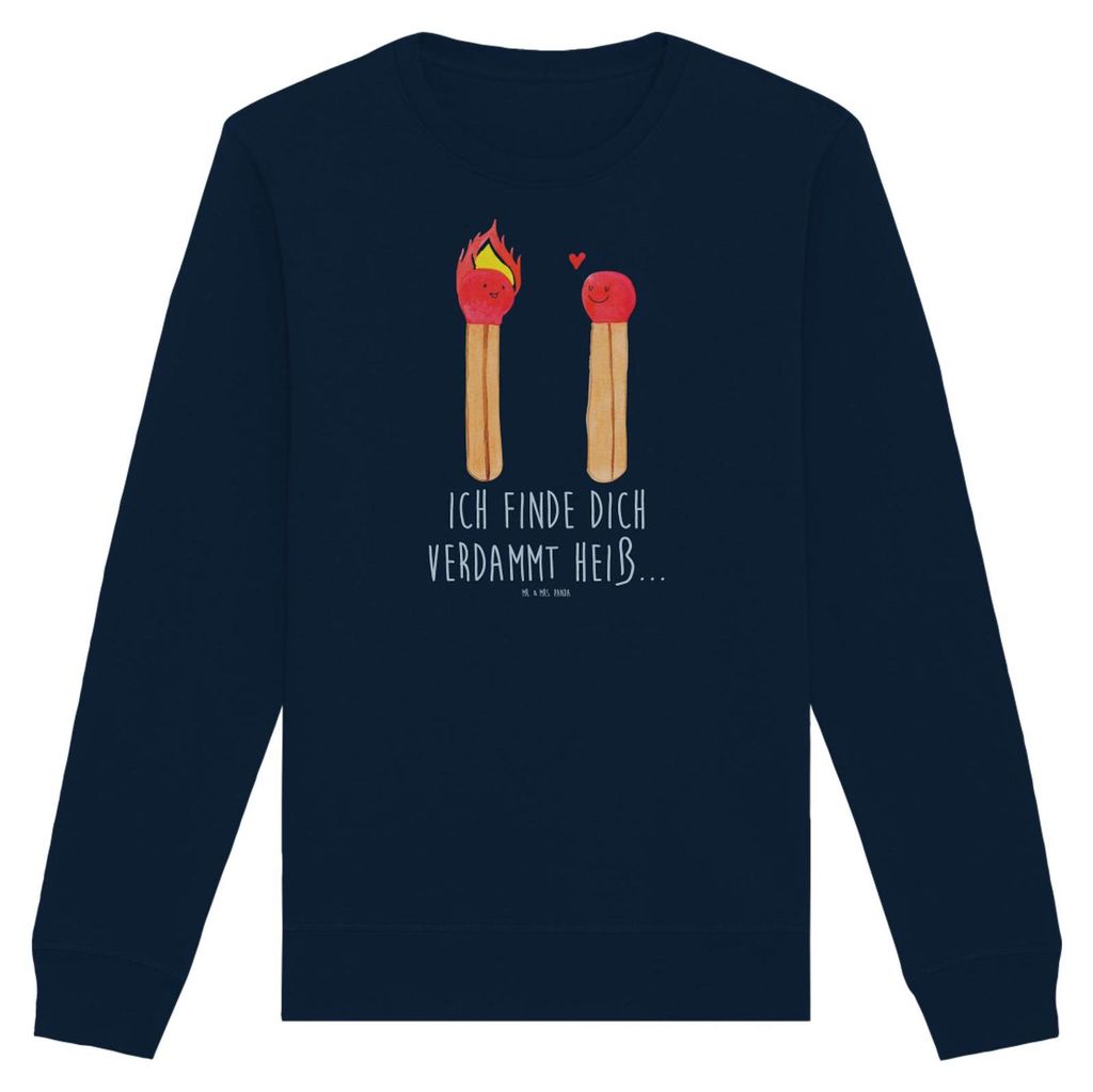 Mr. & Mrs. Panda Rundhals Pullover Streichhölzer Größe M - French Navy - Geschenk, Pulli, Sweater, Sweatshirt, Freundin, Liebesbeweis, Baumwoll,...