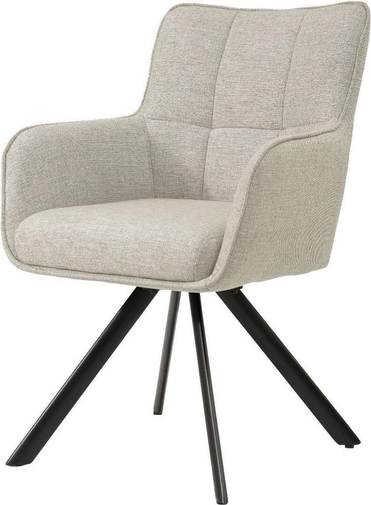 Livingfurn - Esszimmerstuhl Tori Sand - Schwarz - 2er-Set